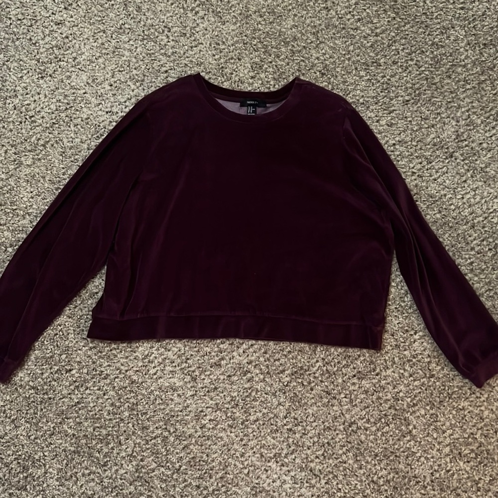 Wine color (velvet texture) long sleeve top